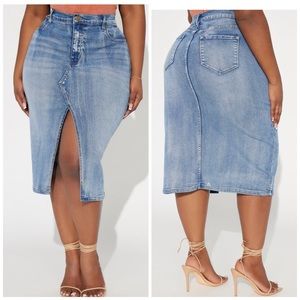 Denim skirt with slit